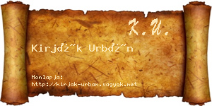 Kirják Urbán névjegykártya
